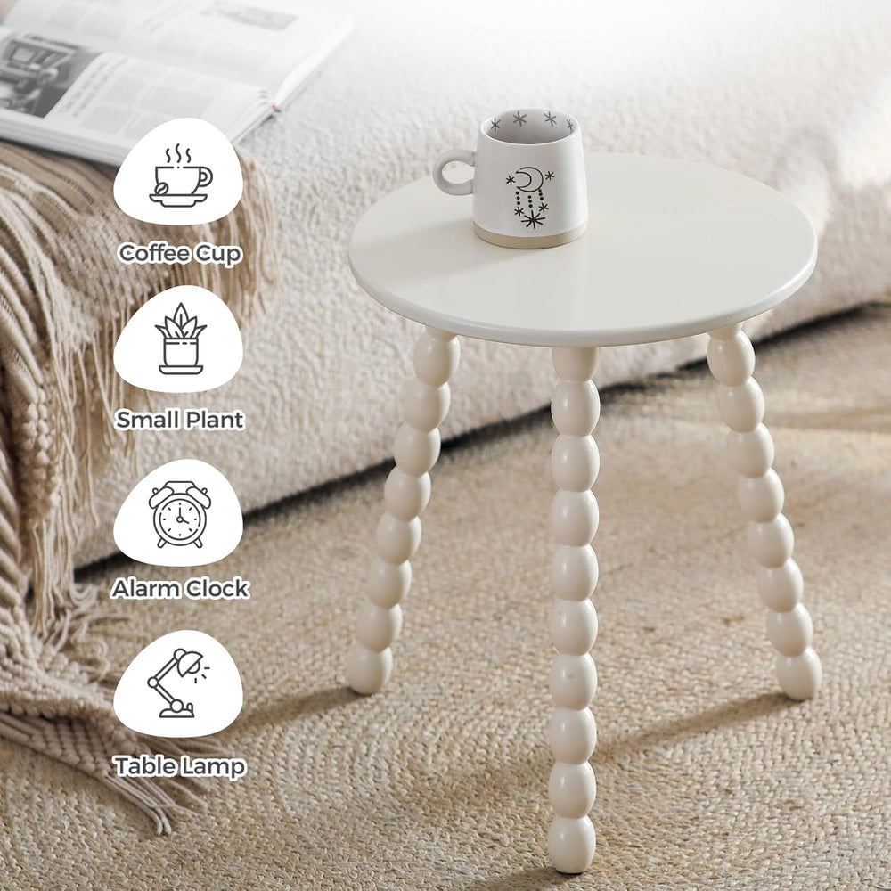 Solid Wood Small Side Table, Round End Table for Small Space, Accent Table Ni...