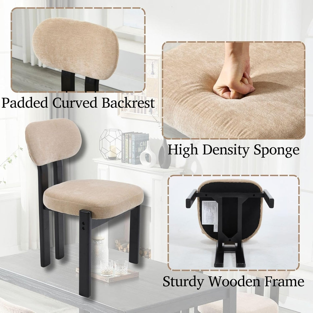 LukeAlon Chenille Dining Chairs Set of 2, Upholstered Armless Kitchen Chairs ...