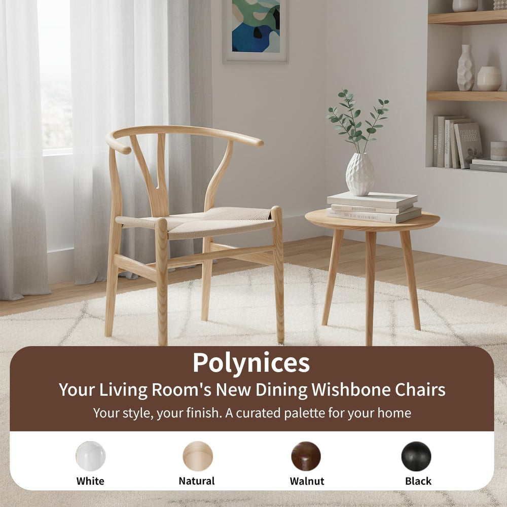 Polynices Wishbone Chair, Weave Modern Solid Wood Mid-Century Y Shaped Backre...