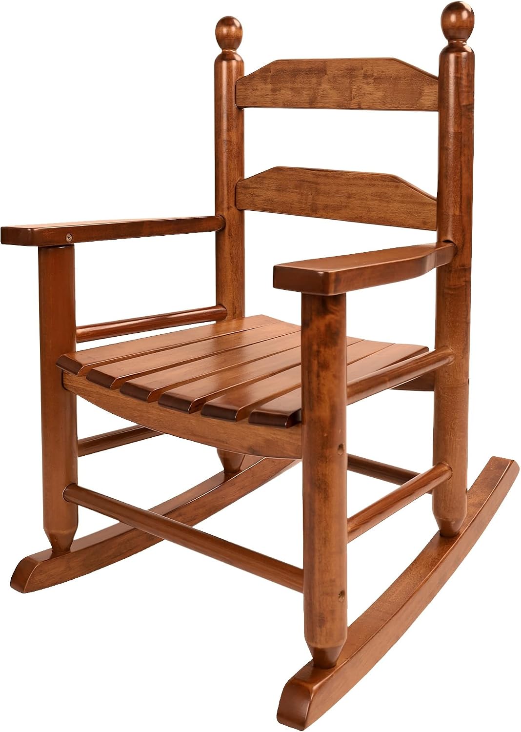 Kids Rocking Chair Comfy Wooden Rocker for Toddler Ages 3-6 Baby Child Chair Indoor Outdoor Children Playroom Anti-Tip Design Safe & Sturdy Brown