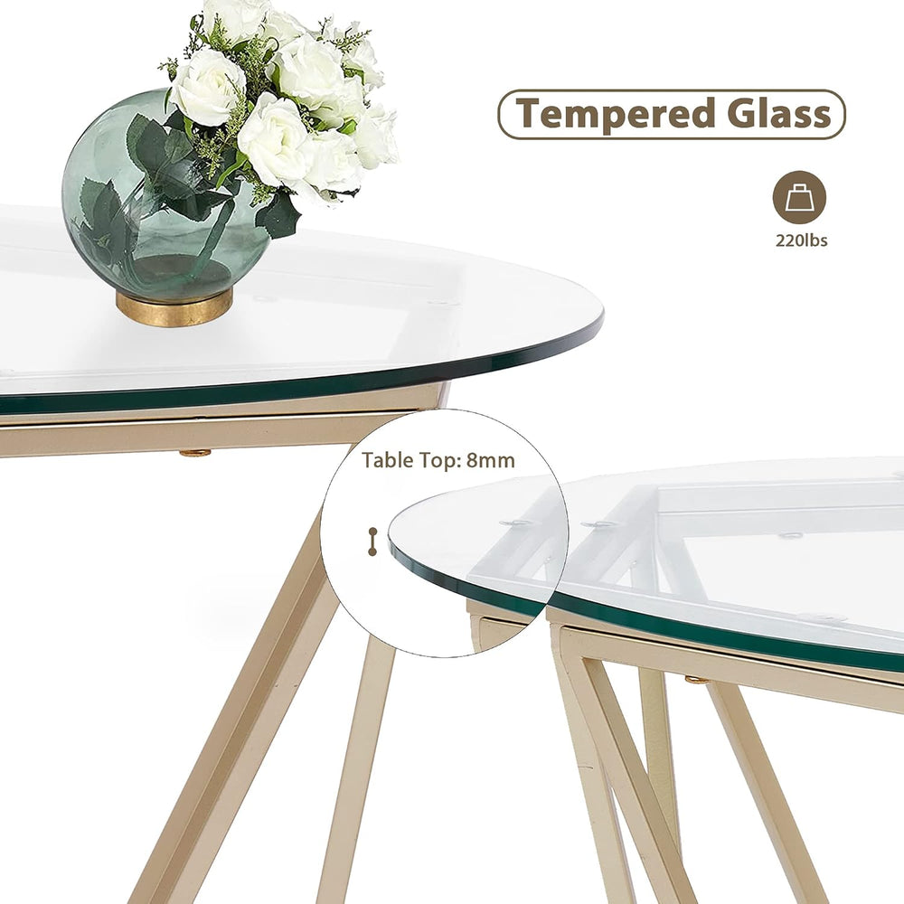 ivinta Round Nesting Coffee Table Set of 2, Modern Coffee Tables with Tempere...