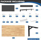 Ultrawall Wall Mounted Workbench with Pegboard, Folding Down Work Table Metal Pegboard Wall Organizer for Garage, Workshop, 48”X24”