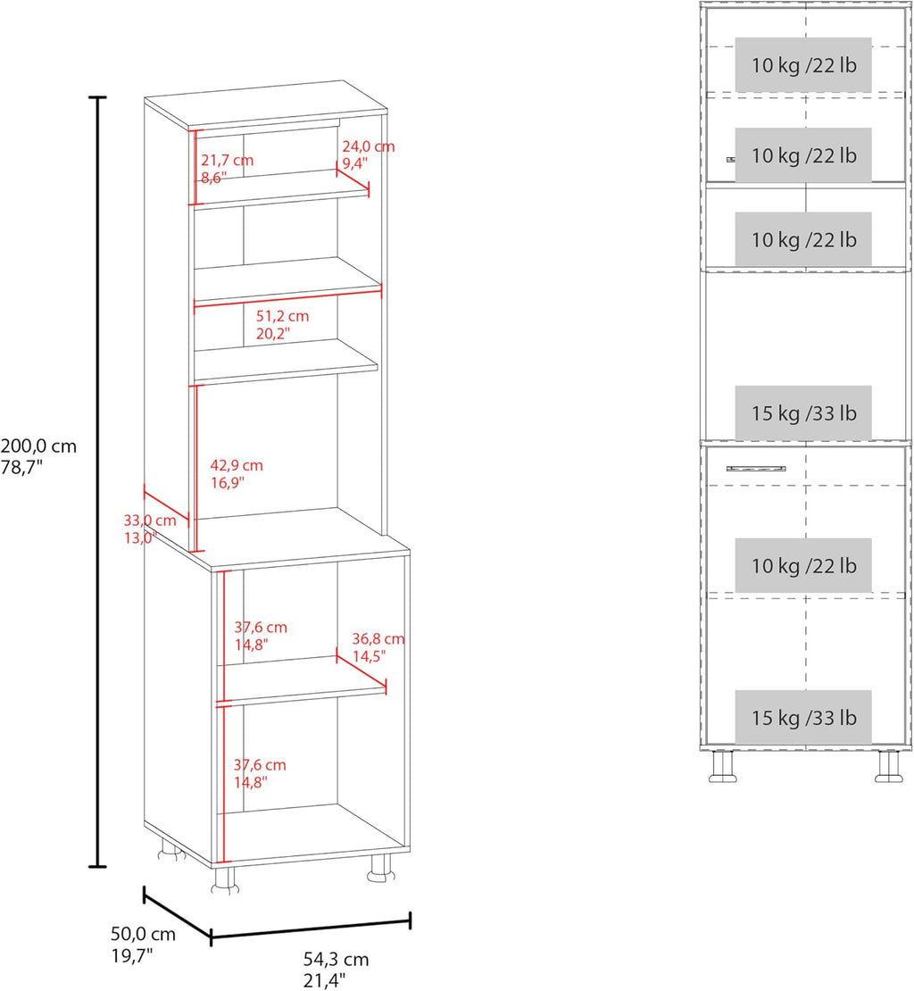 21.4" D*19.7" W*78.7" H Freestanding Kitchen Pantry with 3 Shelves, 2 Single Doors, Rectangular Storage Cabinet, Modern Minimalist, for Living Room, Dining Room, White
