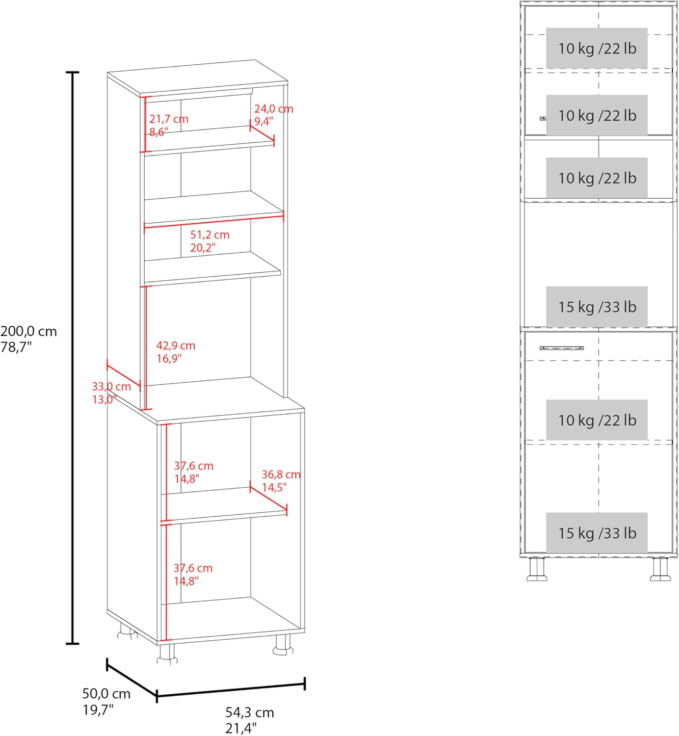 21.4" D*19.7" W*78.7" H Freestanding Kitchen Pantry with 3 Shelves, 2 Single Doors, Rectangular Storage Cabinet, Modern Minimalist, for Living Room, Dining Room, White