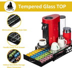 FlagShip Vertuo Pod Holder- Modern Glass Top Coffee Capsule Organizer & Space-Saving Pod Storage for Coffee Machines, Generous 40 Vertuo Pods Capacity