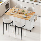 JassmiPkwy 59’’ Rolling Kitchen Island Cart with Drop Leaf and Power Outlet, Movable Kitchen Islands with 3-Tier Door Storage Shelf, Island Table on Wheels, 2 Large Drawers, Towel Racks, White