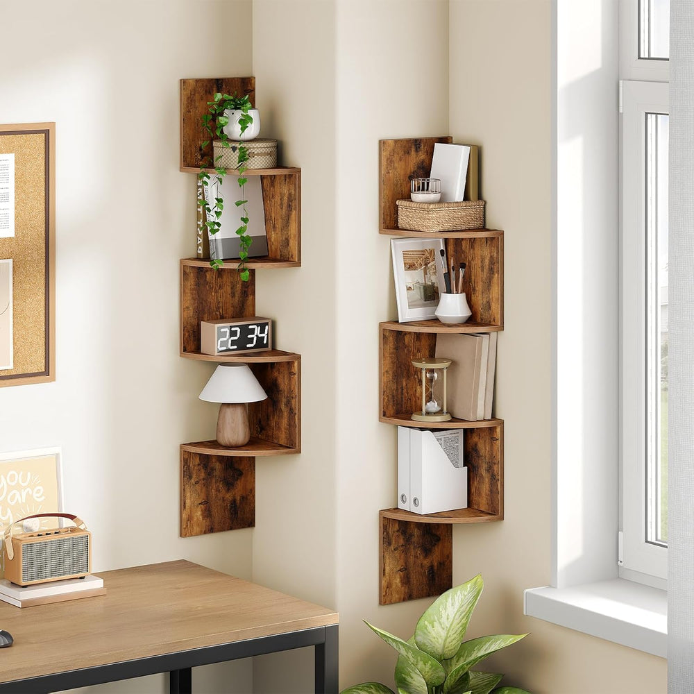 HOOBRO Corner Shelf Wall-Mounted, Set of 2 Floating Corner Shelves for Wall, ...