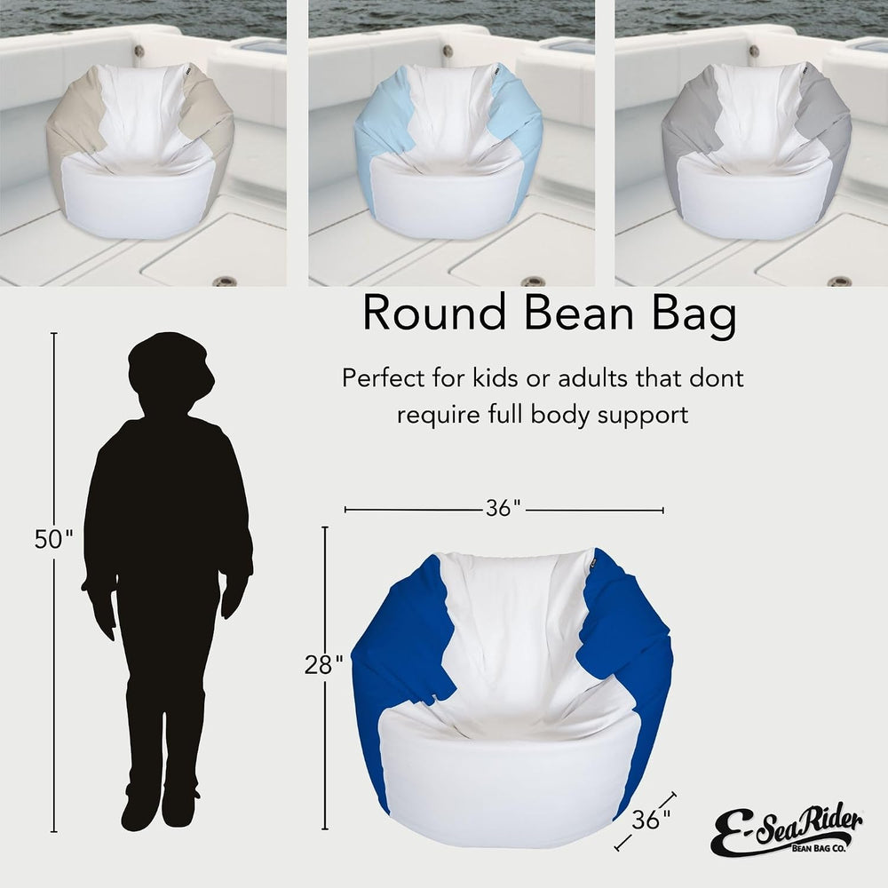 E-SeaRider Round Marine Beanbag (Medium, Multi) (White/Iceblue)