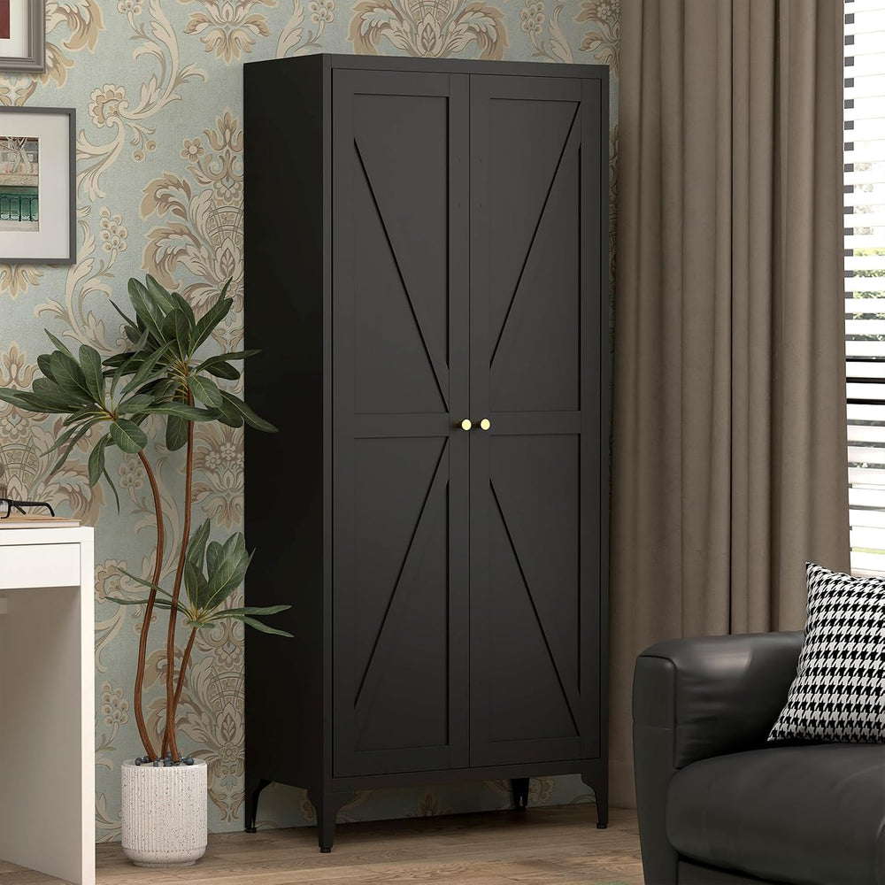 65"H Kitchen Pantry Storage Cabinets with 2 Doors and 3 Adjustable Shelv...