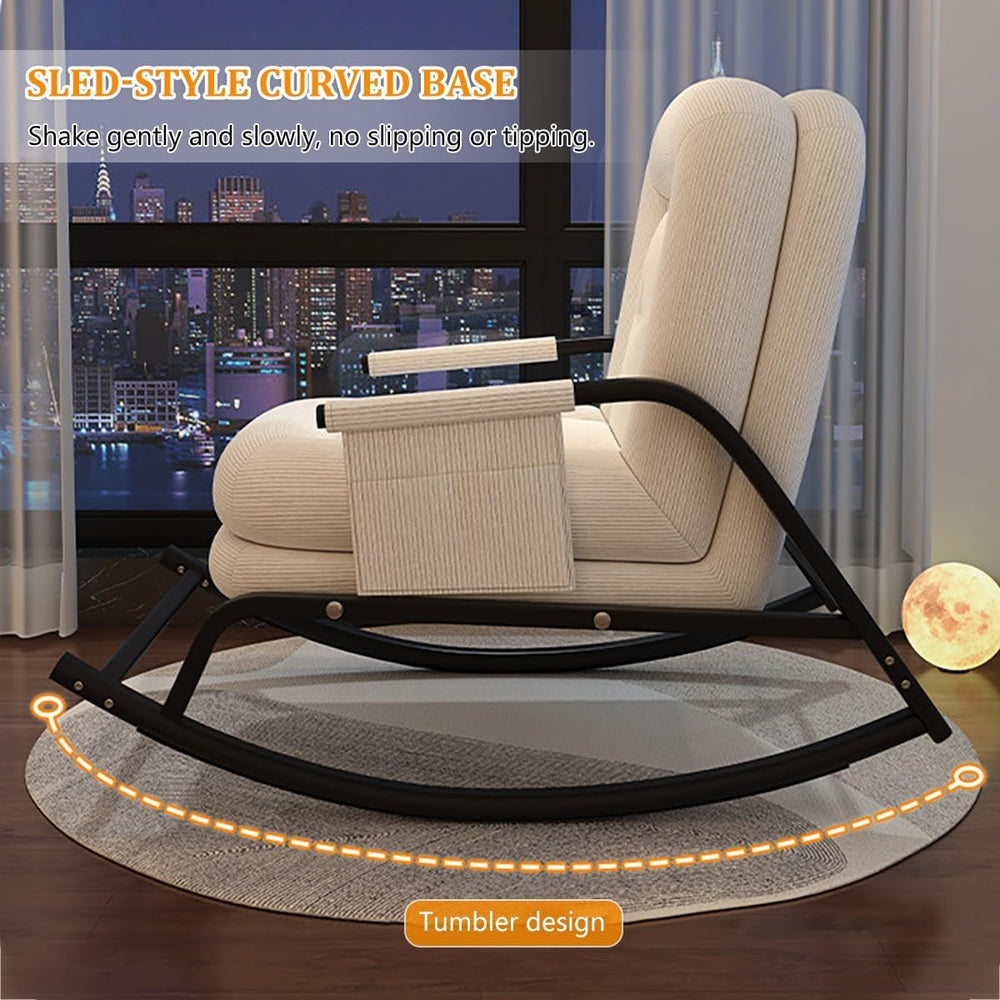 Oversized Rocking Chair with Cushion, Modern Accent Rocking Chair with Armres...
