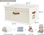 StorageWorks Extra Large Storage Bins with Double-Open Lid, 55L Fabric Baskets with Divider Board, Boxes for Clothes, Linen Closet Organizers with Handles, Ivory White, 2-Pack