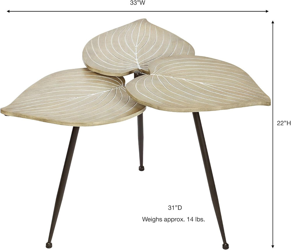 Delft Isle Natural-Inspired Shaped Accent Table | Neutral Almond Finish with ...