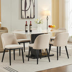 Garvee Wooden Dining Chairs Set of 6, Upholstered Kitchen Dining Room Chair, Modern Linen Fabric Farmhouse Dinner Chair with Leveling Feet/High Backrest Support for Dining Room, Living Room,Beige