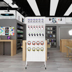 Eastern Tree Metal Pegboard Display Stand 2'x 5' with 30 Hooks, Pegboard Panels Display with Wheels, Peg Board Display Rack, Standing Pegboard Display- White