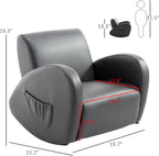 Qaba Kids Sofa Rocking Chair with Side Pocket Toddler Chair Grey | Toddler Armchair, PU Leather, For Children