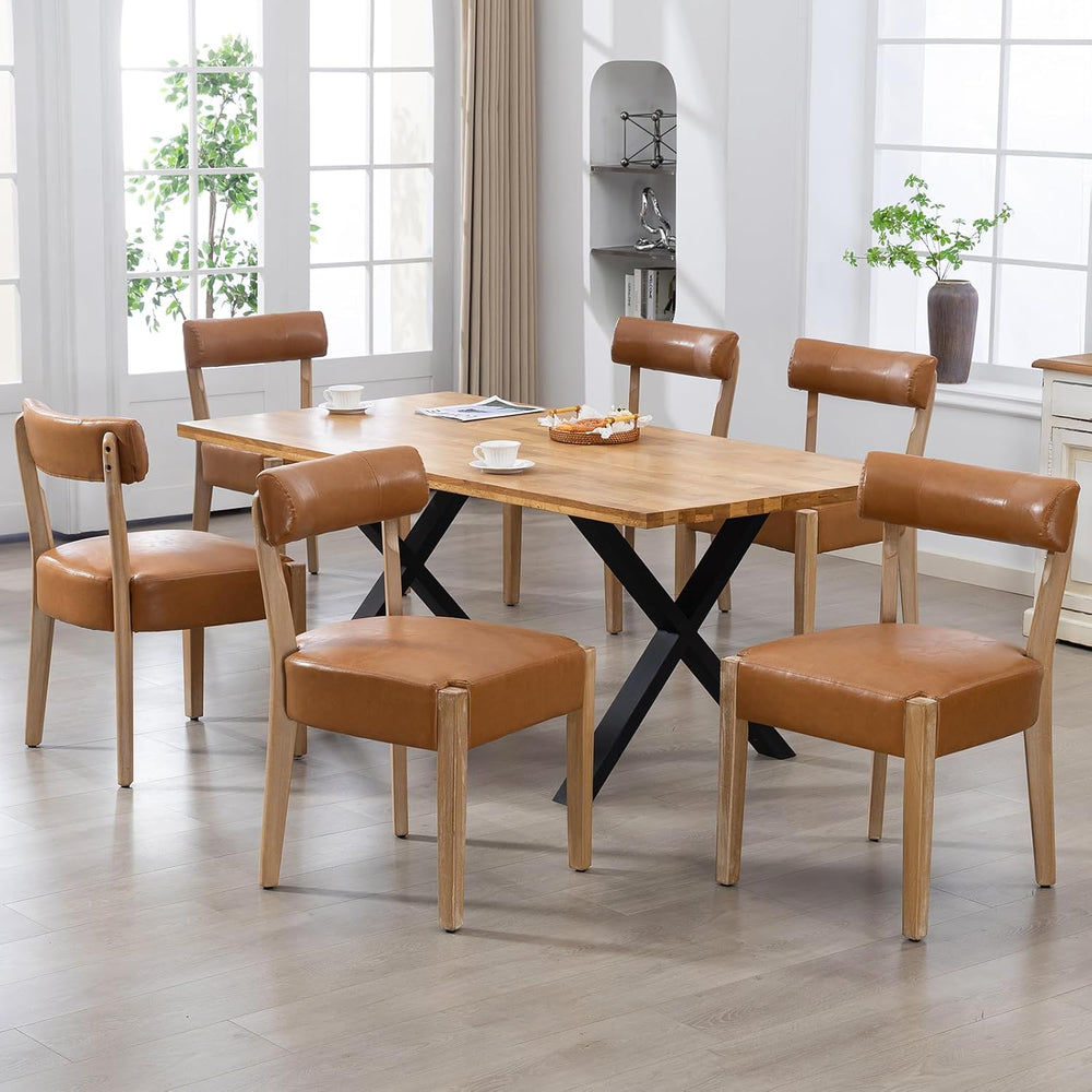 ZJhome Modern Dining Chairs Set of 6– Mid-Century Modern Faux Leather Upholst...