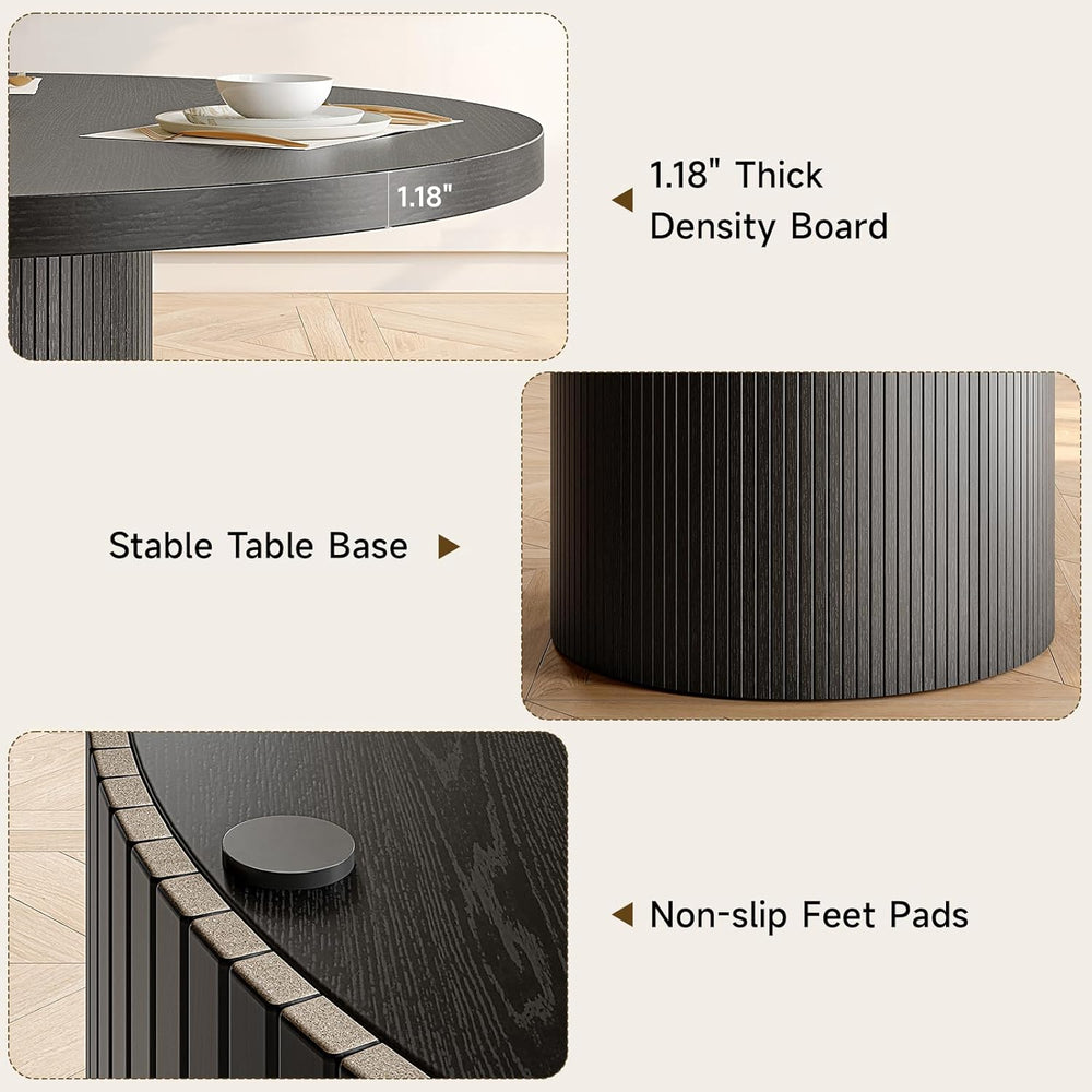 47 inch Round Dining Table for 4, Circle Kitchen Table with Wood Strip Base, ...