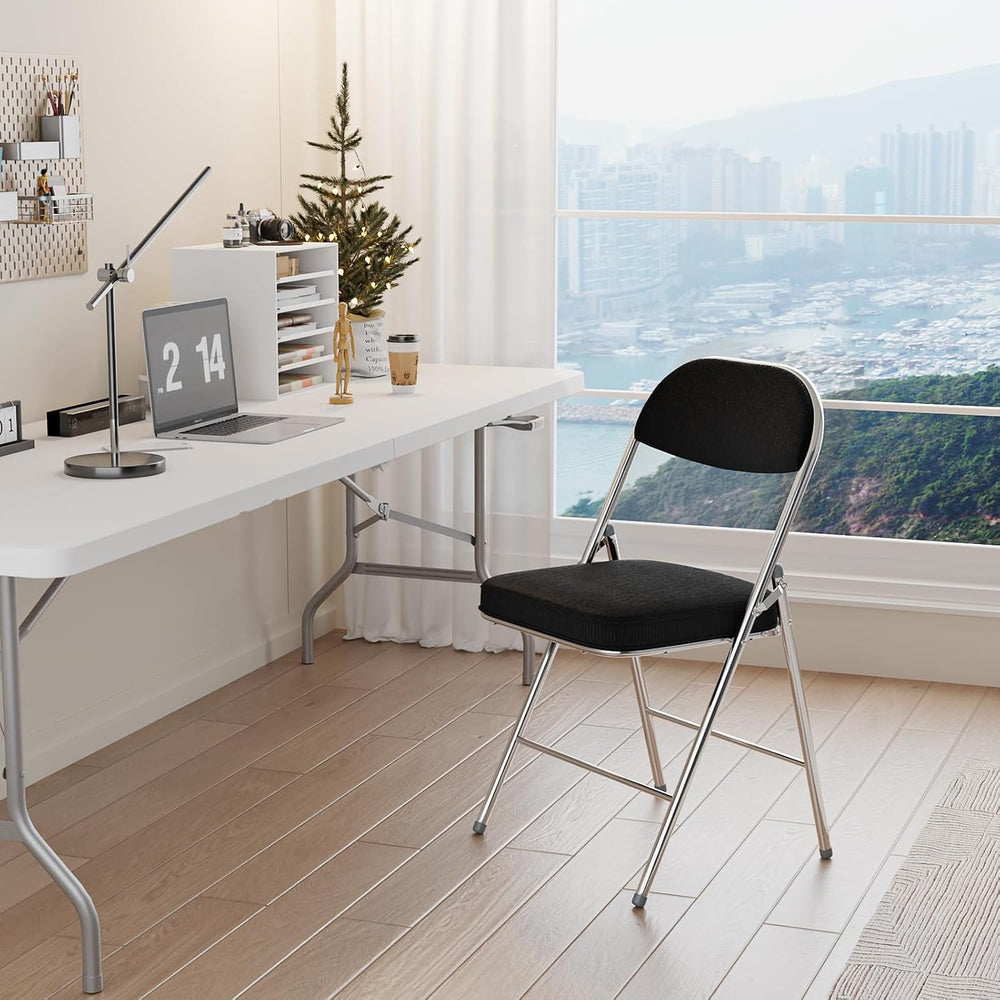 VINGLI Folding Chairs with Padded Seat & Backrest, Metal Frame, Durable C...