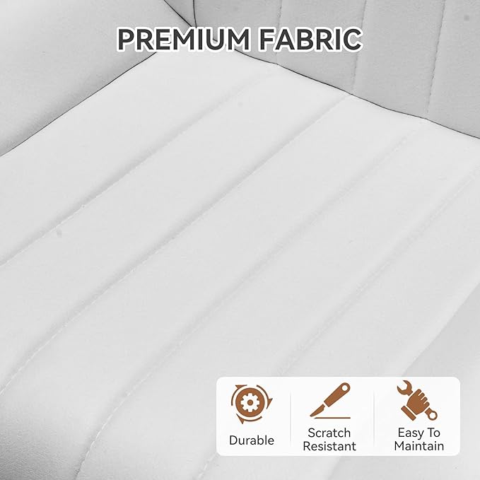 Modern Dining Chairs Set of 2,Upholstered Dining Room Chairs with Thick Cushions,Fabric Comfy Dining Chairs with Metal Legs for Dining Room White