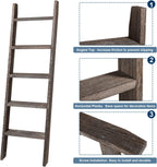 Natsukage Rustic Wooden Blanket Ladder - Farmhouse Decorative Ladder Shelf for Living Room, Bathroom, Bedroom (63" x 22", Rustic Walnut)
