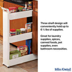 Miles Kimball Slim Storage Cart with 3 Baskets/Shelves and Rolling Casters for Kitchen, Laundry, and Small Space Storage, Durable Plastic - Measures 21" Long x 5" Wide x 28 1/4" High