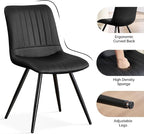 Dining Chairs Set of 3, Modern Dining Chairs with Thick Cushions, PU Leather Upholstered Kitchen Dining Room Chairs with Metal Legs for Dining Living Room (Black)