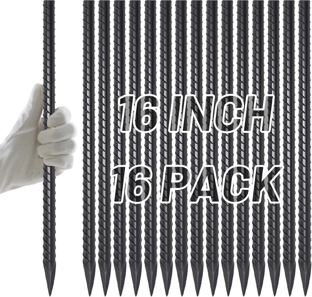 AAGUT Straight Rebar Stakes 16 Inch 3/8 Inch Thickness Concrete Form Stakes