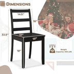 NAFORT Wooden Dining Chairs Set of 6, Black Kitchen Chairs with Solid Rubber Wood Legs, Non-Slip Foot Pads, Max Load of 400 Lbs, Farmhouse Seat Ladder Back Dining Room Chairs