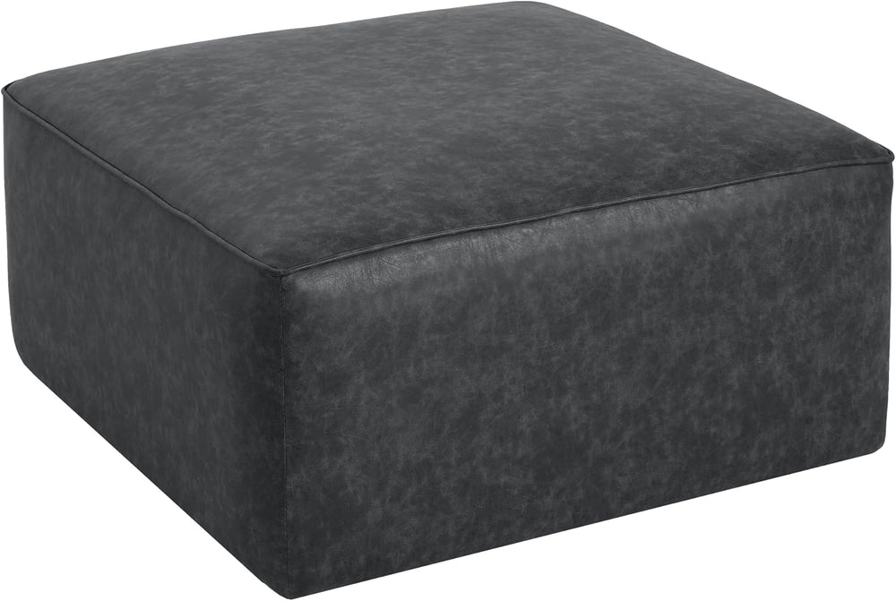 Christopher Knight Home Ellis Faux Leather Ottoman Footstool, Square Pouf Pou...