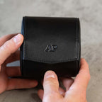 DailyWatch | Personalized Watch Roll Travel Case For 1 Watches - Handmade Genuine Leather Travel Case With Custom Engraving of Name or Initials - Black Cherry