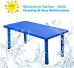 Costzon 47 x 23.5 Inch Rectangular Kids Table, Children School Activity Table for Reading Drawing Dining Playing, Multifunctional Plastic Table w/Steel Pipe, Toddler Furniture for Boys & Girls (Blue)