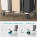 PLKOW Laundry Sorter 3 Section, 220L Large Laundry Cart with Wheels 3 Hamper Laundry Sorter with Steel Frame and Removable Bag, Rolling Laundry Cart for Home, Laundry Room, Hotel, 6 Bushel