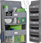 GORILLA GRIP Large Capacity Closet Organizer, 5 Deep Shelves, Holds 50lbs, Over the Door Organizers 6 Mesh Pockets, Shelf Storage for Clothes Crafts Dorm Essentials, 3 Metal Hooks, 58x15 Inches, Gray