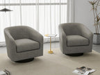 Swivel Accent Chairs Set of 2, Fabric Barrel Armchair, Khaki | Modern Upholstered Club Chair | Comfy Reading Seat with Removable Cushion | For Living Room, Bedroom, Office