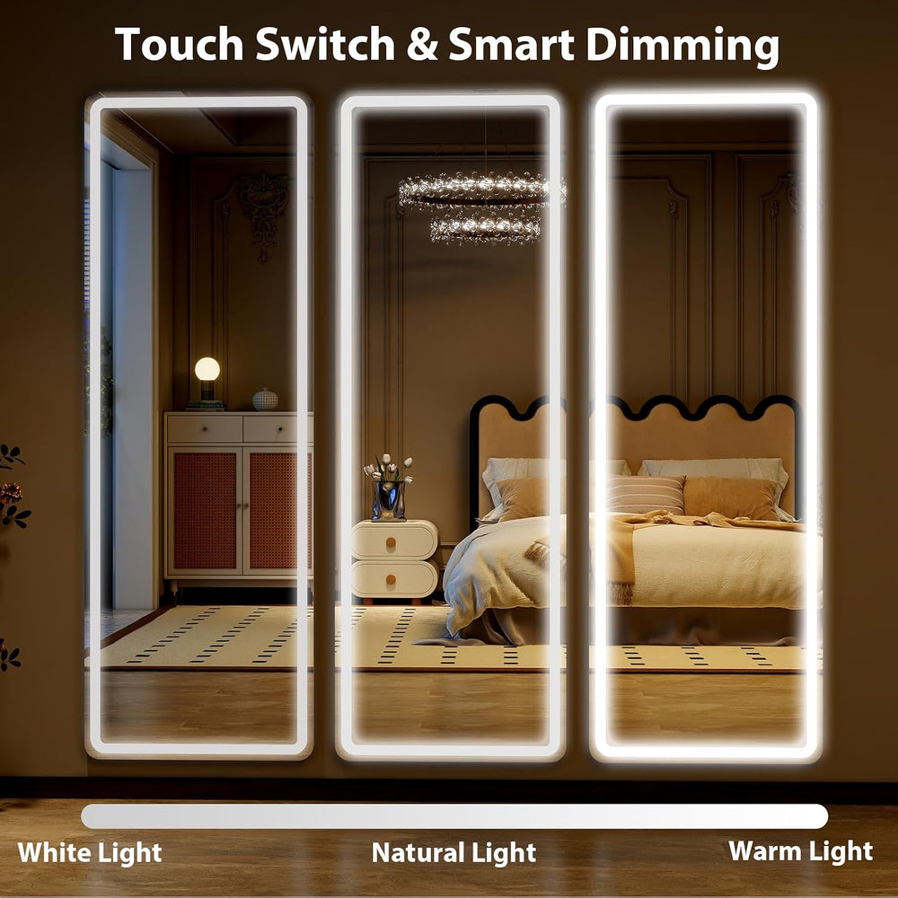 60" x 16" Rectangle Full Length Mirror with Lights for Bedroom