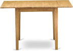 East West Furniture NDEN3-OAK-08 3 Piece Dining Room Table Set Contains a Rectangle Dining Table with Dropleaf and 2 Linen Fabric Parson Kitchen Chairs, 30x48 Inch, Oak
