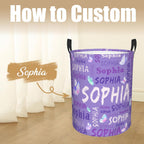 Custom Name Laundry Hamper, Personalized Laundry Basket with Name for Boys Girls Kids Men Women, Customized Name Dirty Clothes Basket Gifts for Clothes Toy Bathroom Bedroom Laundry Room Dorm