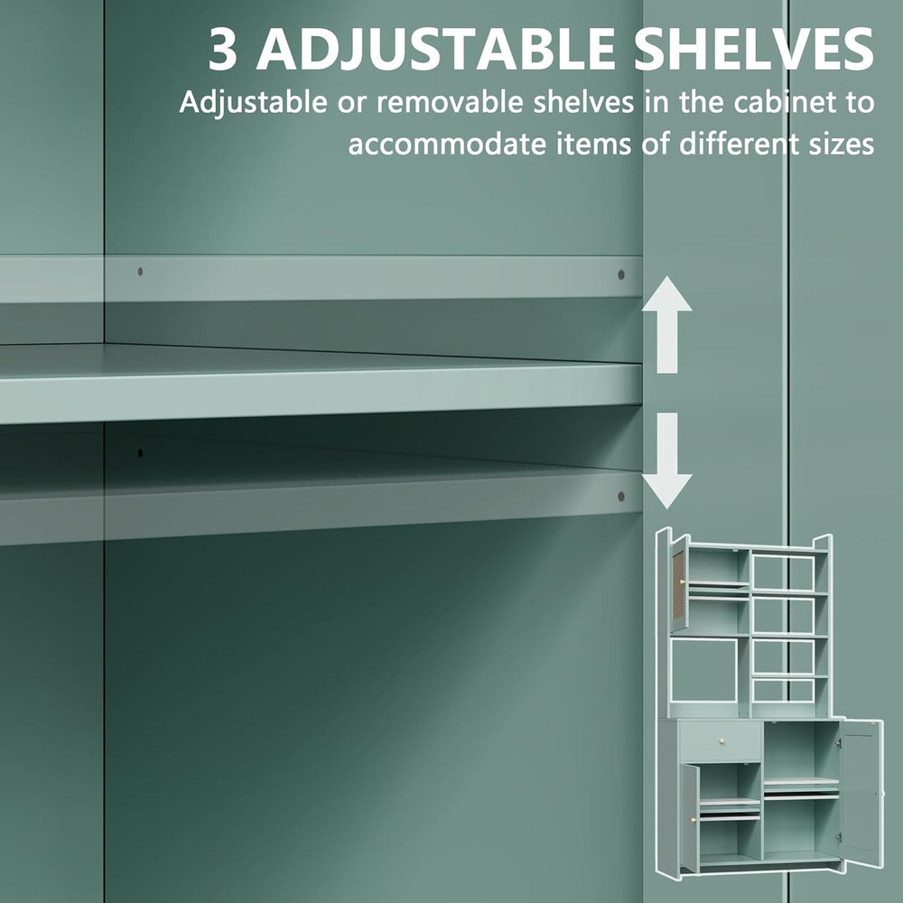 71'' Tall Kitchen Pantry Storage Cabinet, Kitchen Hutch Bar Cabinet w...