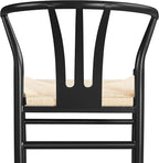 Yaheetech Weave Dining Chairs Set of 4 Mid-Century Modern Dining Room Chairs with Weave Hemp Seat and Metal Legs for Kitchen, Living Room, Restaurant, Black