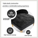 Dining Chairs Set of 4，Modern Channel Tufted Upholstered Dining Chairs with Golden Stainless Steel Legs, Comfortable Chenille Fabric Kitchen Chairs for Dining Room (Black, 4pc)