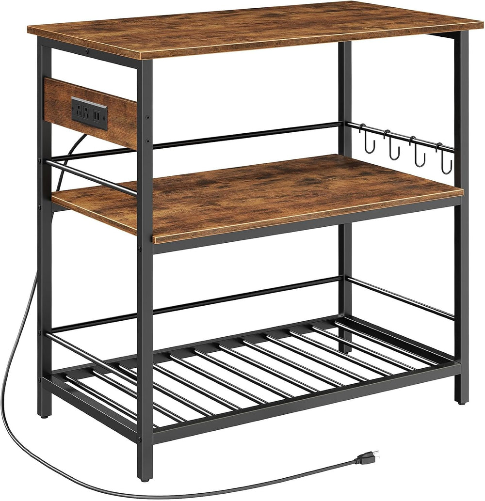HOOBRO Kitchen Island with Storage, Kitchen Island Table with Power Outlet, 4...