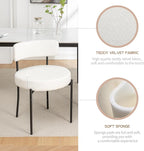 Boucle Dining Chairs Set of 4, Mid Century Modern Dining Room Chairs with Metal Legs, Upholstered Kitchen Chairs for Dining Room, Kitchen (White)