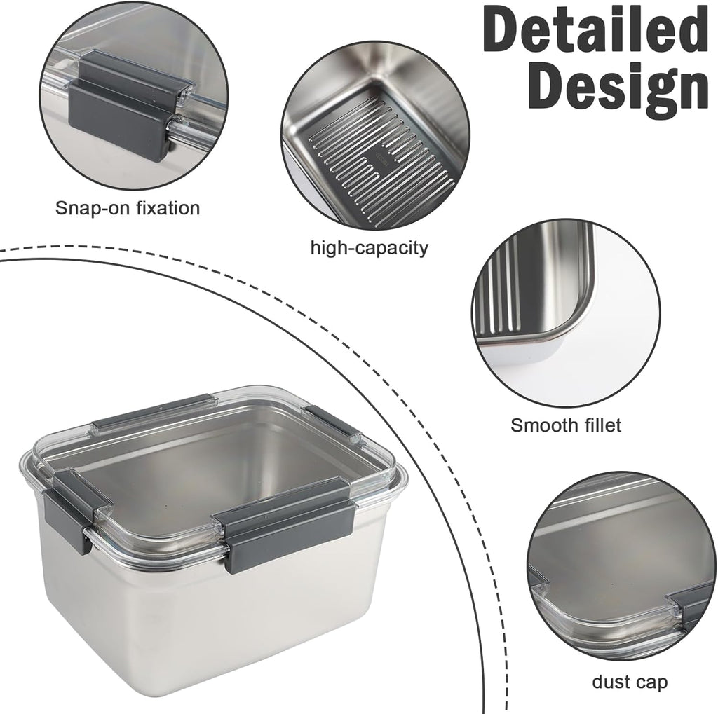 Cheese Container for Refrigerator,Stainless Steel Cheese Container with Lids,Deli Meat Saver,Kitchen Storage Keeper,Fridge Organizer Stackable Sliced Grated,Shredded,Cheddar Cheeses Holder Box