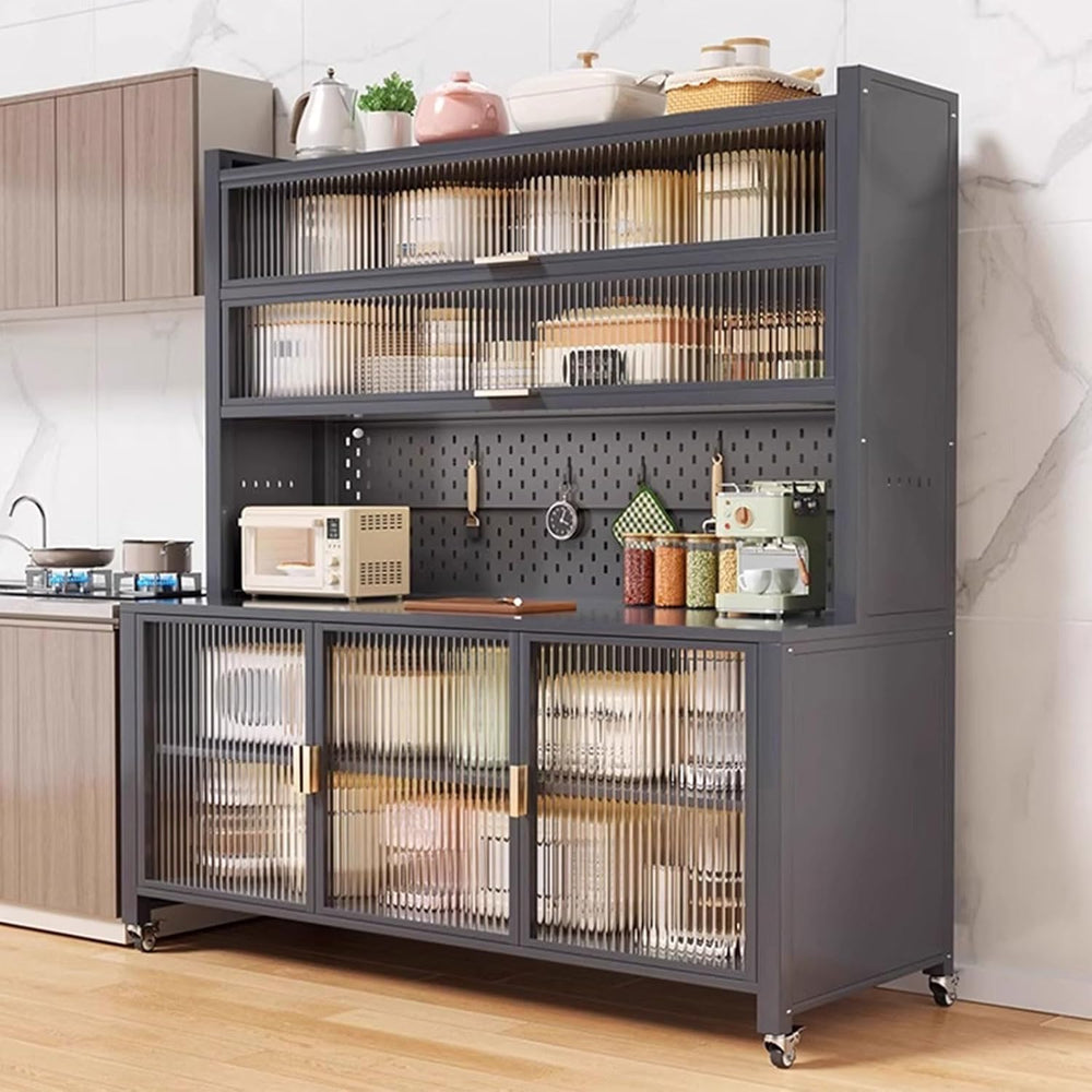 Farmhouse Pantry Cabinet, Wide Kitchen Hutch Cabinet with Large Countertop, C...