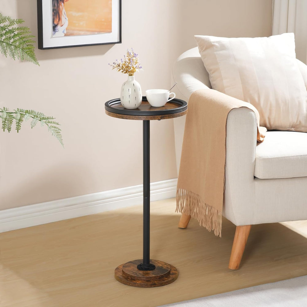 HOOBRO Small Round Side Table, Drink Table, Coffee Martini Table with Pedesta...