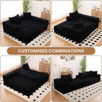 Modular Sectional Sofa, 108" L-Shaped Boneless Couch with Deep Seat, Corduroy Cloud Couch for Living Room, Bedroom, No Assembly Required, Ship in a Box, Checkered Black