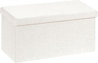 30.1" Storage Ottoman Bench - Foldable Foot Rest Stool Bedroom Bench for Living Room, Entryway-White