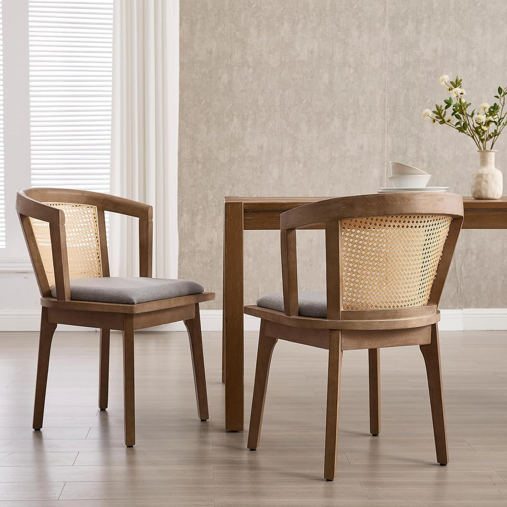Kmax Modern Rattan Dining Chair Set of 4 Farmhouse Semi Barrel Dining Room Ch...