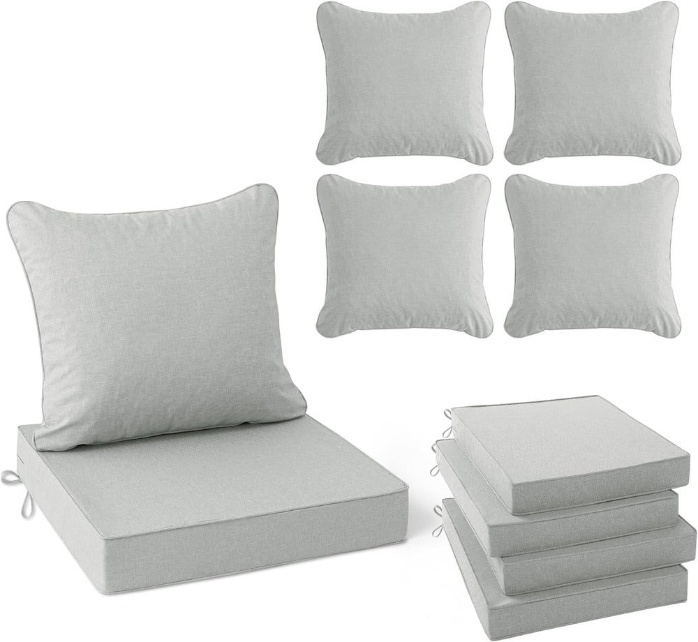 Summsun Patio Cushions for Outdoor Furniture, Faux Linen Water Resistant Back...