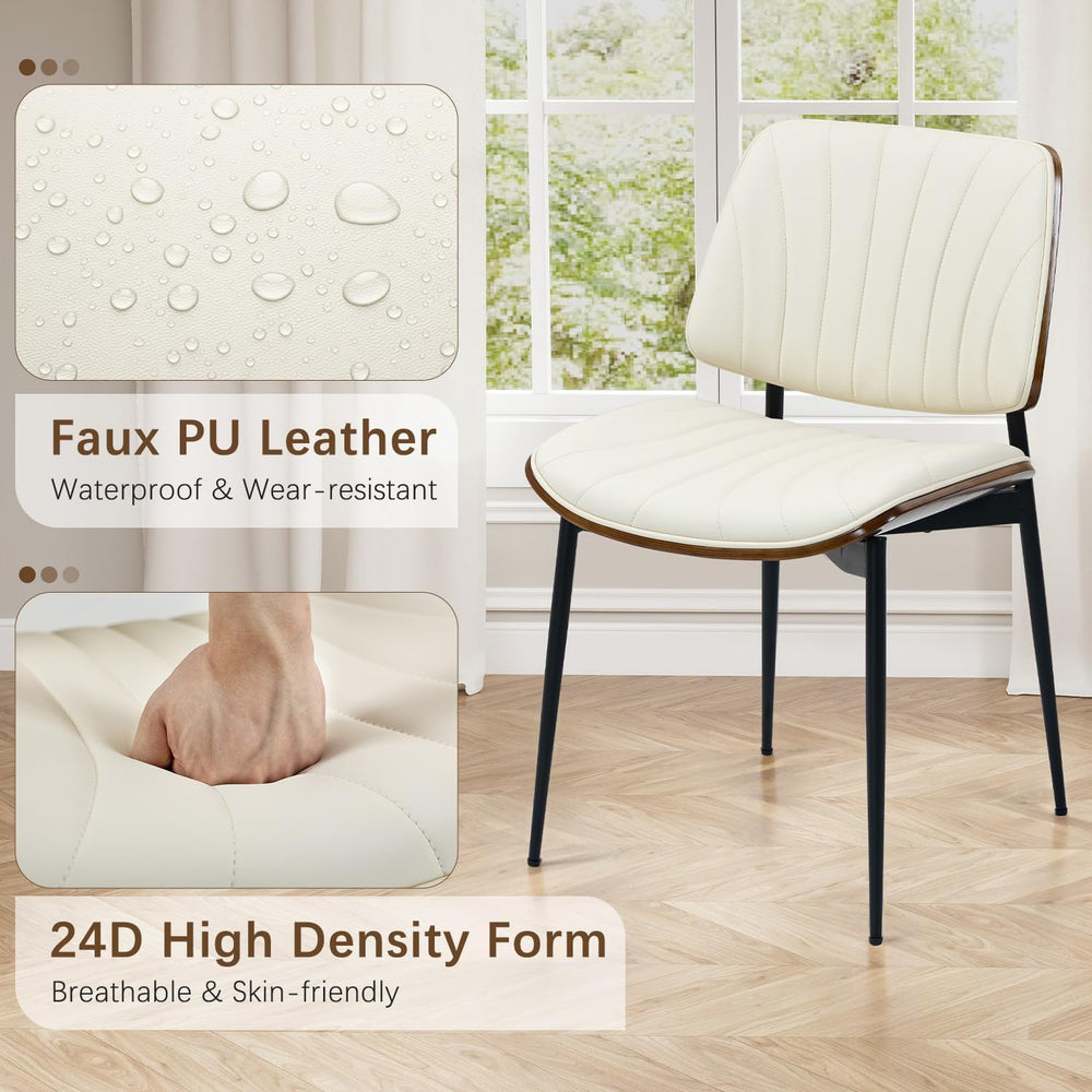 AVAWING Walnut Dining Chairs Set of 6, Mid Century Modern Dining Chairs | PU ...